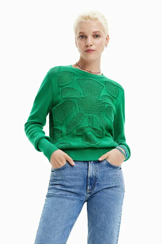 πράσινο Βαμβακερό πουλόβερ Desigual Γυναικεία