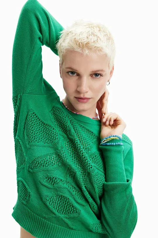 Desigual pamut pulóver zöld