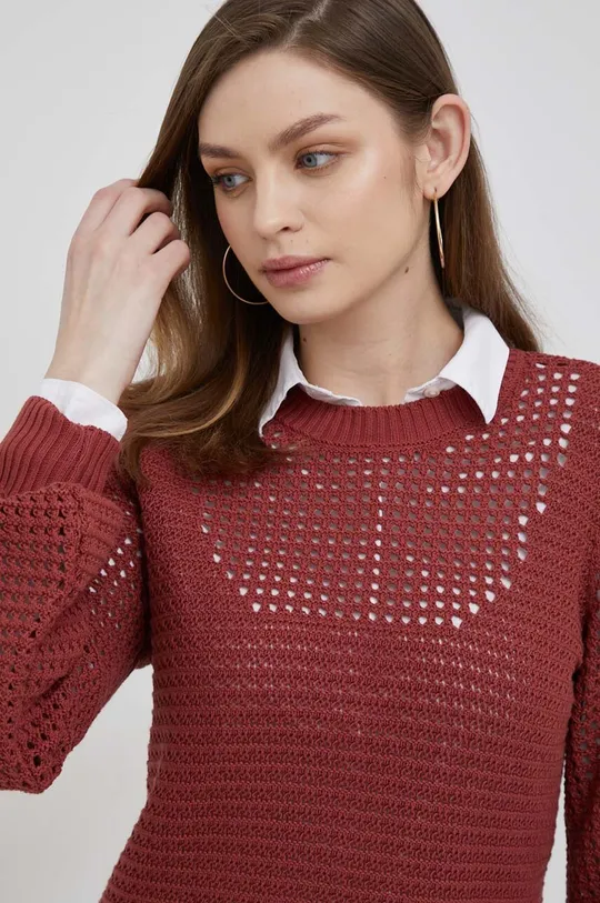 czerwony Sisley sweter bawełniany