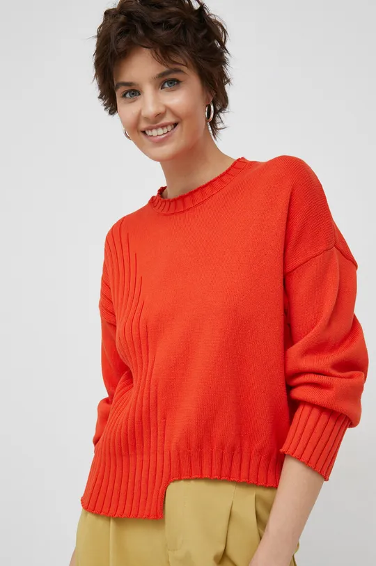 πορτοκαλί Βαμβακερό πουλόβερ United Colors of Benetton Γυναικεία