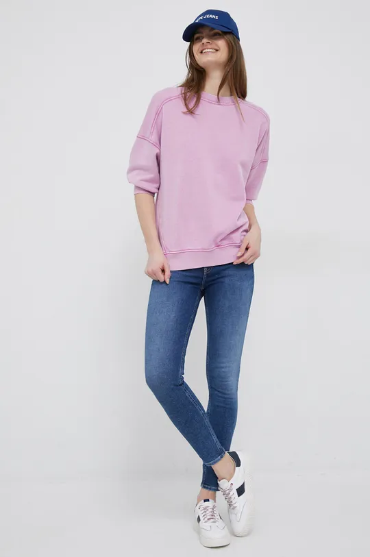 Βαμβακερή μπλούζα United Colors of Benetton ροζ