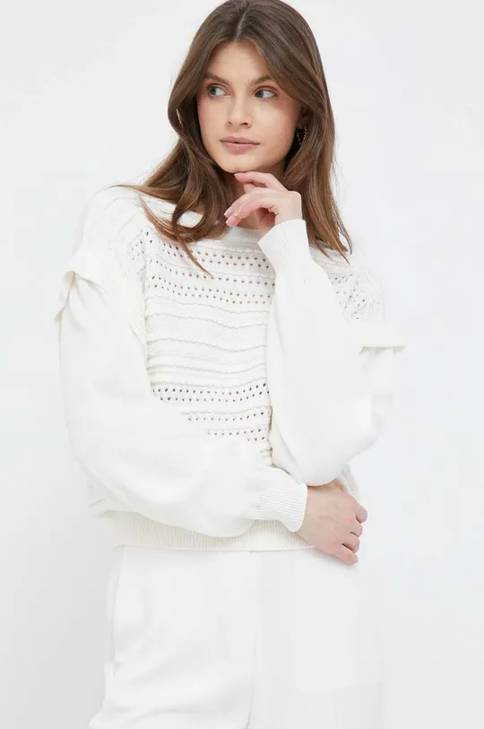 λευκό Βαμβακερό πουλόβερ United Colors of Benetton Γυναικεία