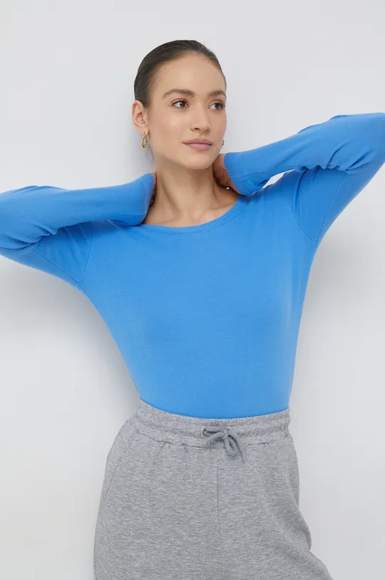 plava Pamučni pulover United Colors of Benetton Ženski