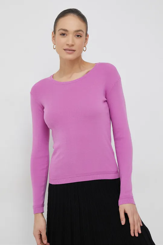 roza Pamučni pulover United Colors of Benetton Ženski