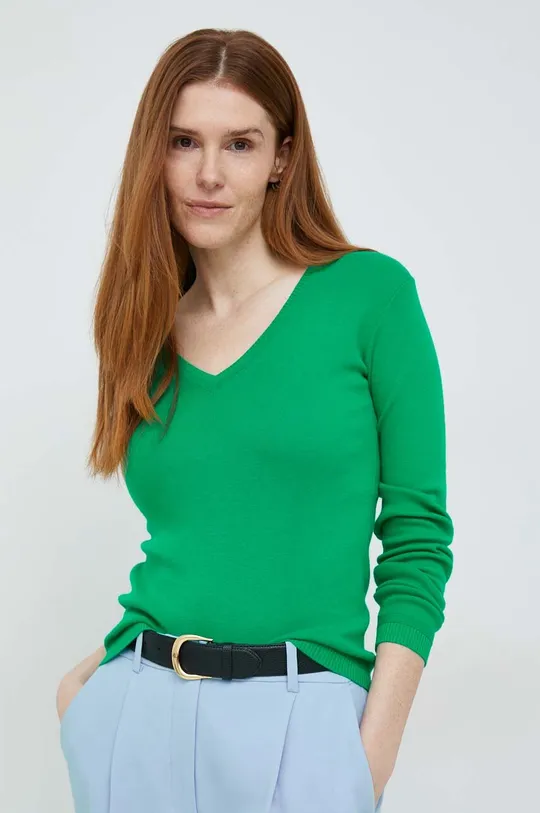 πράσινο Βαμβακερό πουλόβερ United Colors of Benetton Γυναικεία