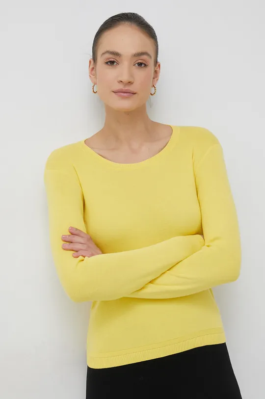 sárga United Colors of Benetton pamut pulóver Női