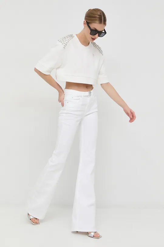 Βαμβακερή μπλούζα Pinko λευκό