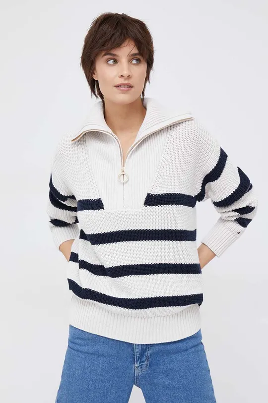 beżowy Tommy Hilfiger sweter bawełniany