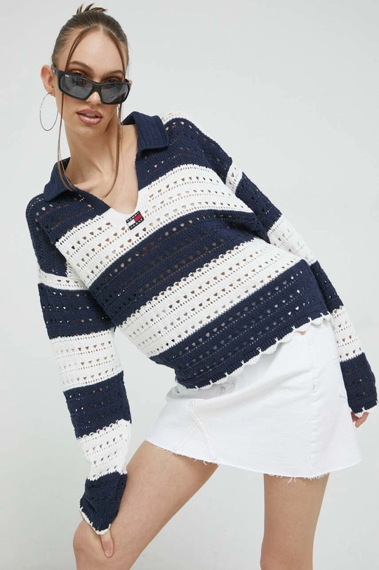 granatowy Tommy Jeans sweter bawełniany Damski