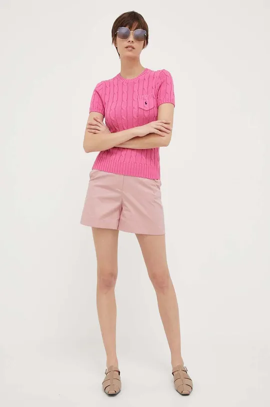 Βαμβακερό πουλόβερ Polo Ralph Lauren ροζ