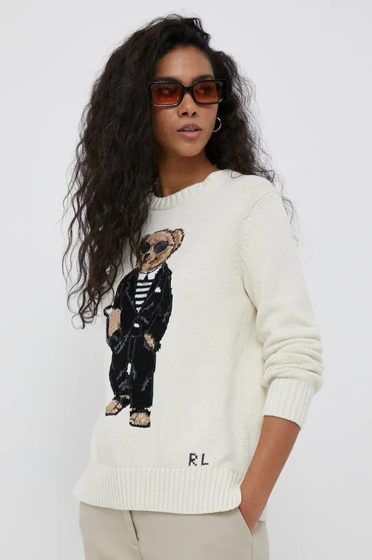 μπεζ Βαμβακερό πουλόβερ Polo Ralph Lauren Γυναικεία