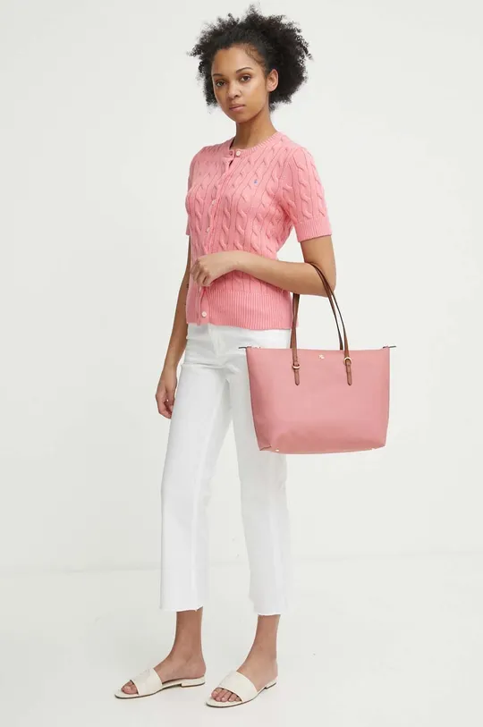 Βαμβακερή ζακέτα Polo Ralph Lauren ροζ