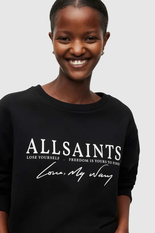 Βαμβακερή μπλούζα AllSaints μαύρο