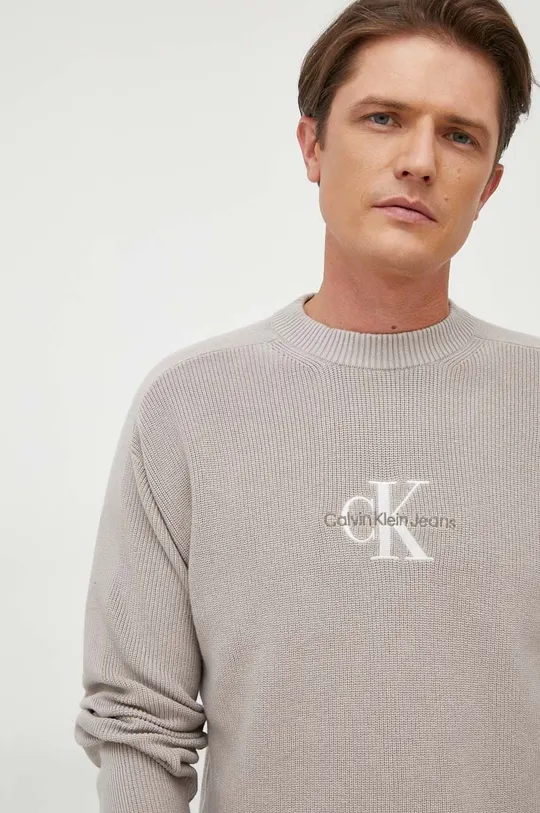 sivá Bavlnený sveter Calvin Klein Jeans Pánsky