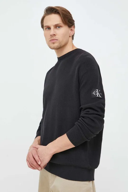 črna Bombažen pulover Calvin Klein Jeans Moški