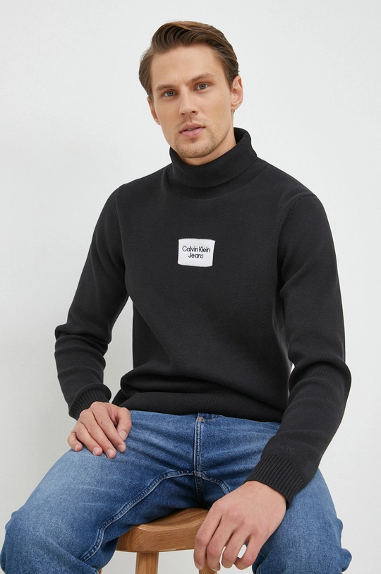 czarny Calvin Klein Jeans sweter bawełniany Męski