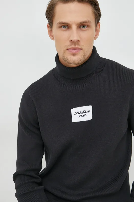 czarny Calvin Klein Jeans sweter bawełniany