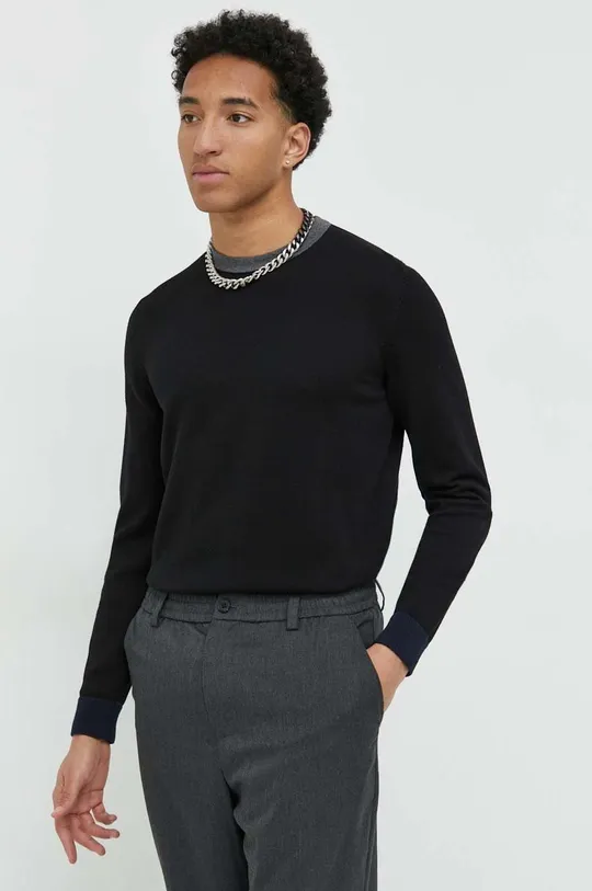 czarny HUGO sweter bawełniany Męski