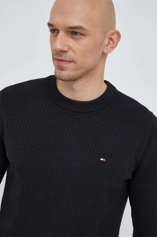 czarny Tommy Hilfiger sweter bawełniany Męski