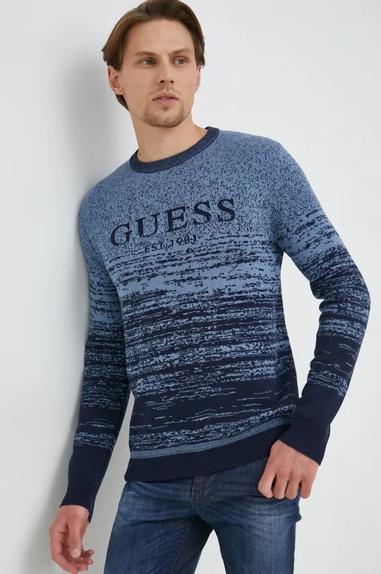 niebieski Guess sweter z domieszką jedwabiu Męski