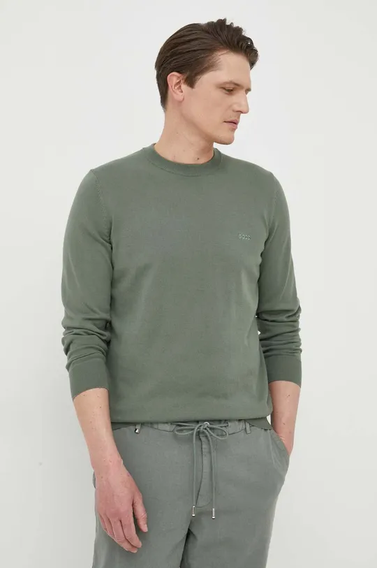 πράσινο Βαμβακερό πουλόβερ BOSS Ανδρικά
