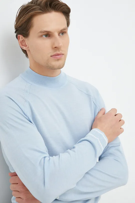 kék BOSS gyapjú pulóver