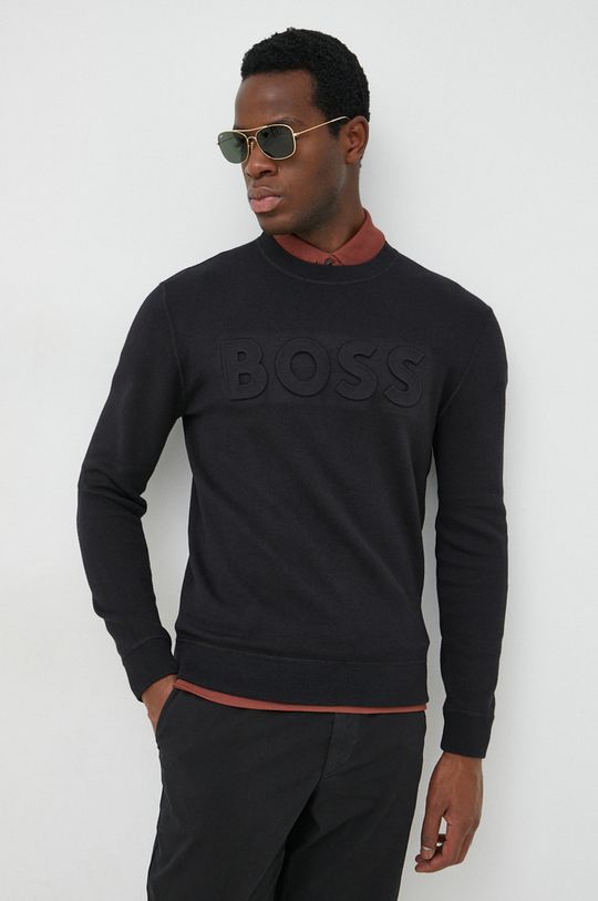 negru BOSS pulover din amestec de lana De bărbați