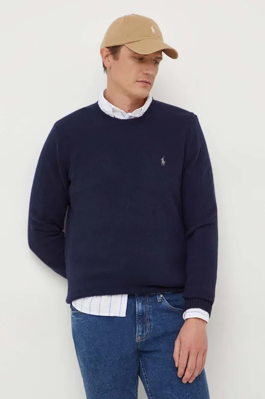 mornarsko modra Volnen pulover Polo Ralph Lauren Moški