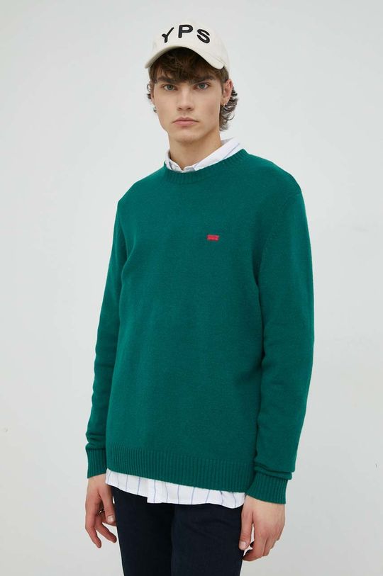 ciemny zielony Levi's sweter wełniany Męski