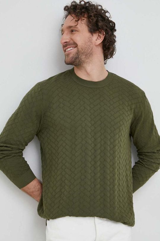 brudny brązowy Sisley sweter bawełniany Męski
