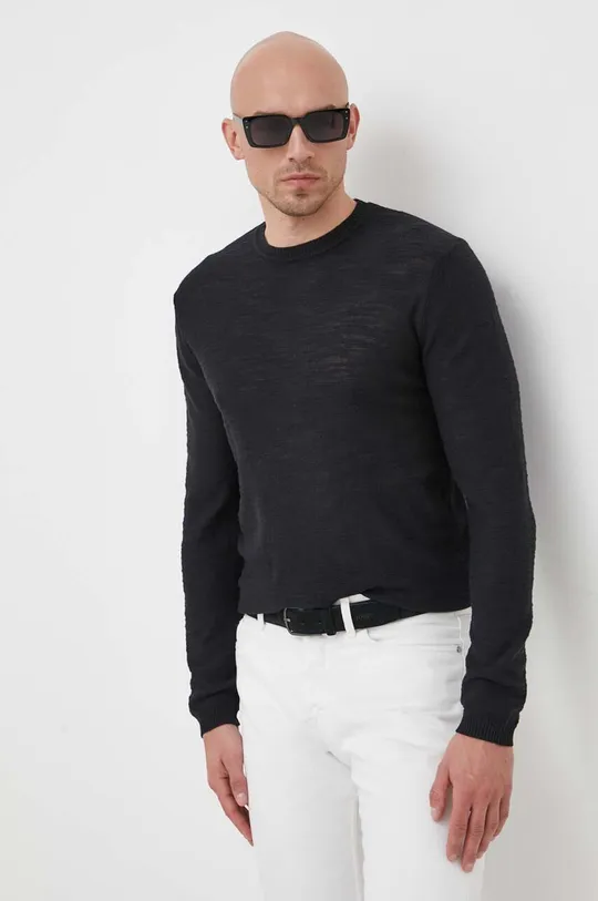 czarny Sisley sweter Męski