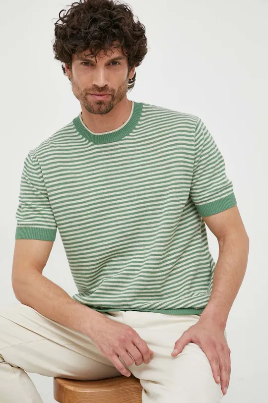zöld Sisley vászonkeverék pulóver Férfi