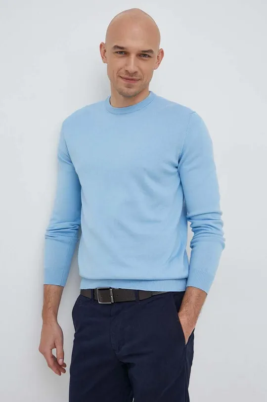 niebieski United Colors of Benetton sweter bawełniany Męski