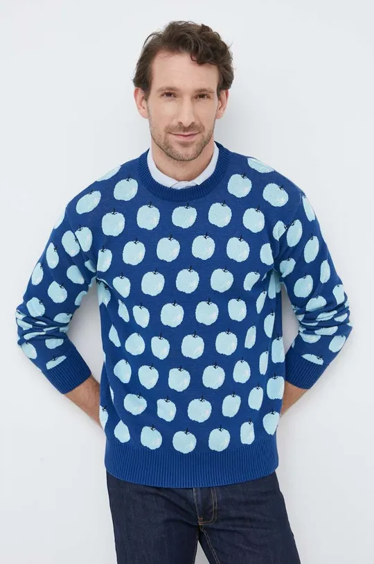 Pamučni pulover United Colors of Benetton mornarsko plava