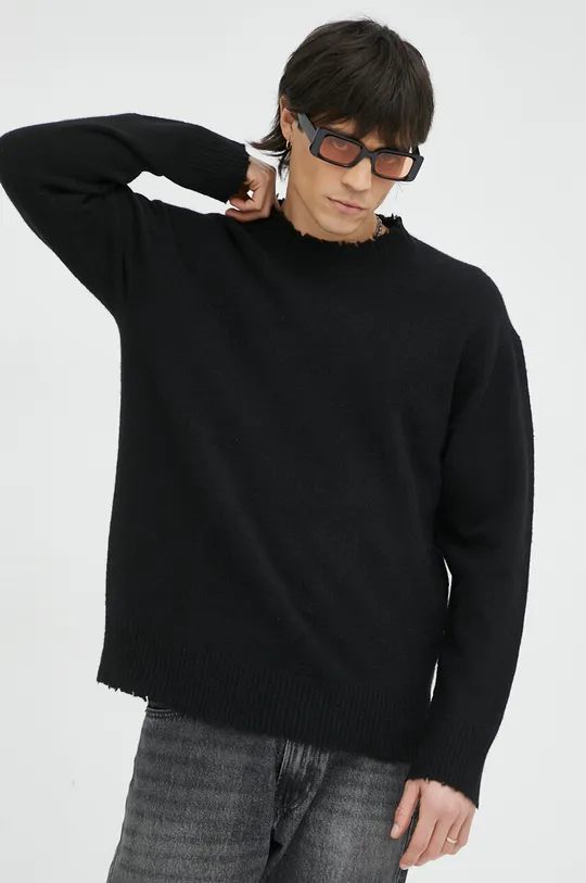 czarny AllSaints sweter z domieszką wełny LUKA CREW Męski