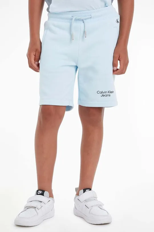 modrá Detské krátke nohavice Calvin Klein Jeans Chlapčenský