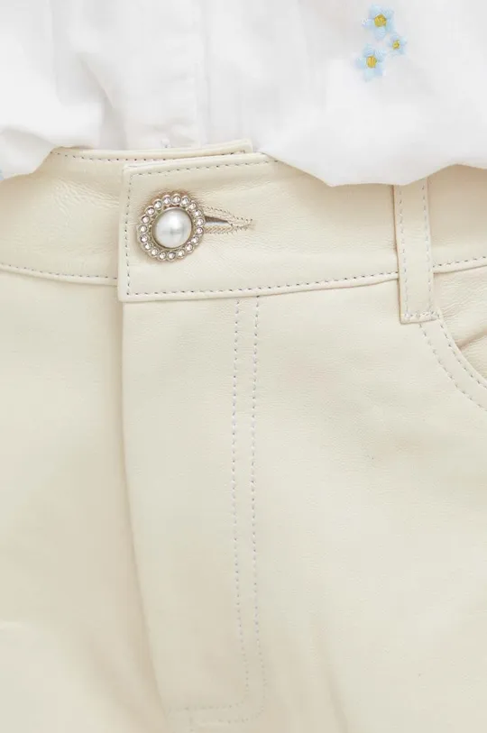 béžová Kožené krátke nohavice Custommade Nava