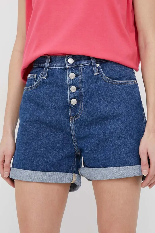 tmavomodrá Rifľové krátke nohavice Calvin Klein Jeans Dámsky