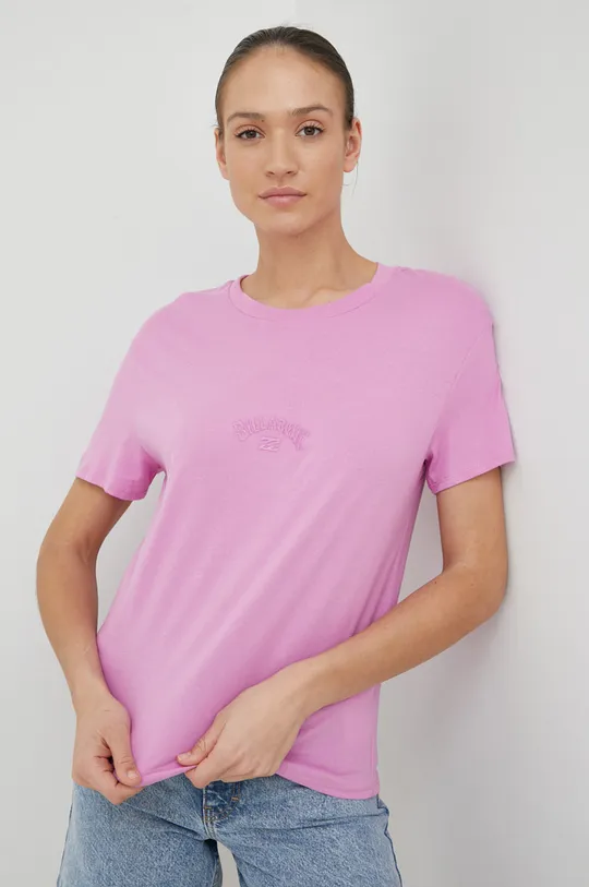 ροζ Βαμβακερό μπλουζάκι Billabong Γυναικεία