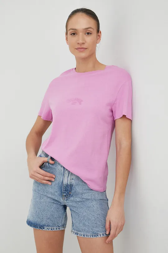 Βαμβακερό μπλουζάκι Billabong ροζ