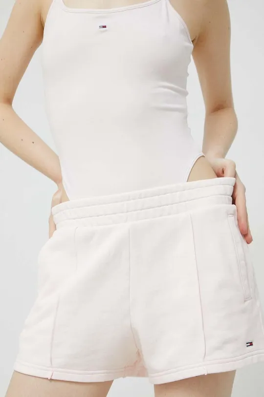 roza Pamučne kratke hlače Tommy Jeans Ženski