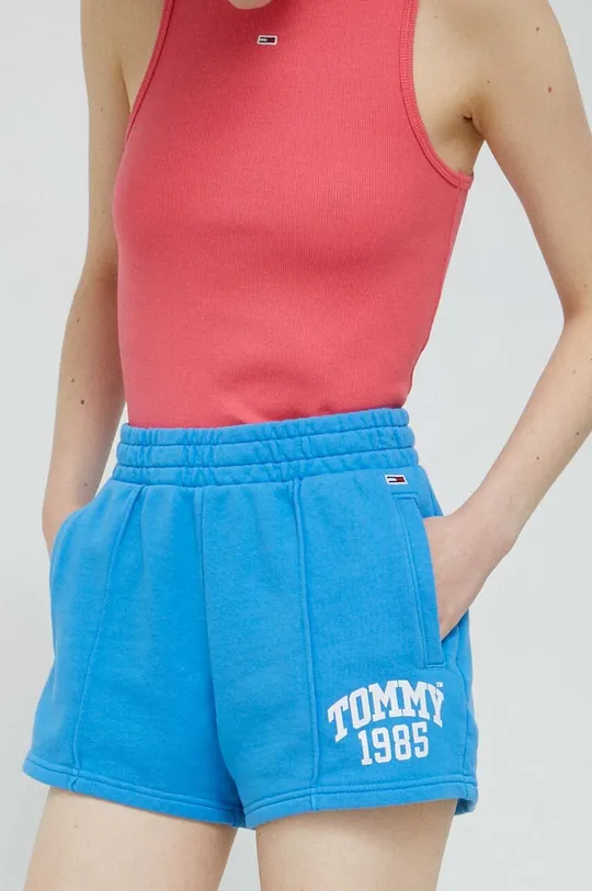 modrá Bavlnené šortky Tommy Jeans Dámsky