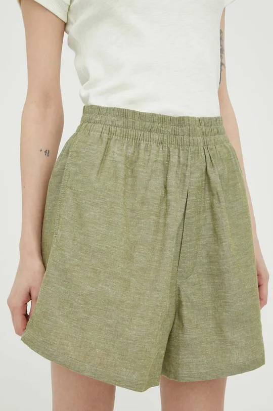 Kratke hlače iz mešanice lana G-Star Raw zelena