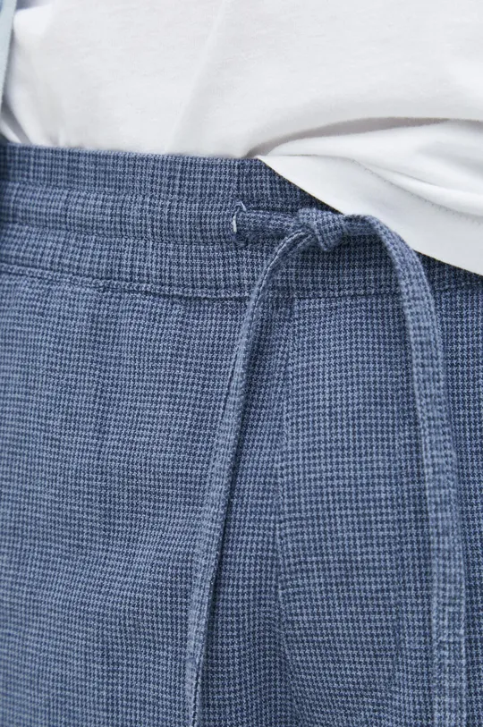 modra Kratke hlače iz mešanice lana Abercrombie & Fitch