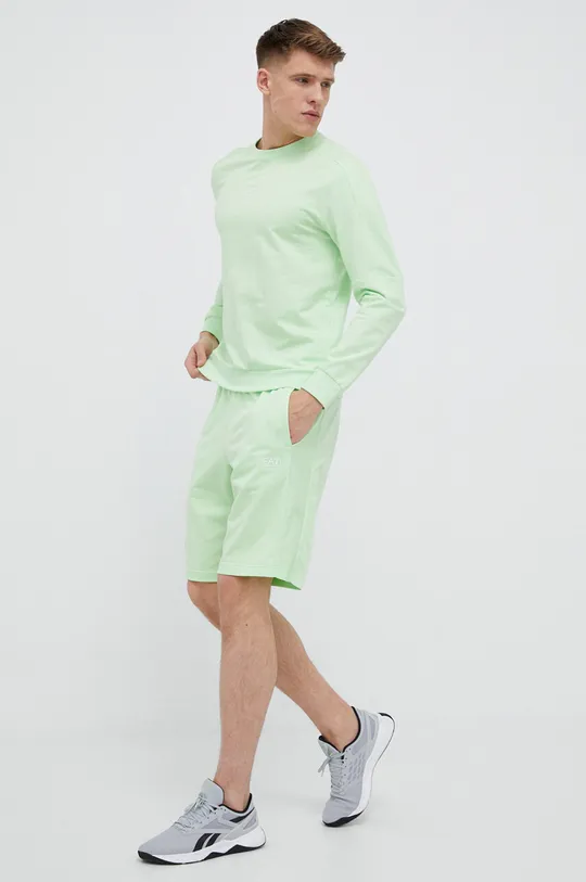Bavlnené šortky EA7 Emporio Armani zelená