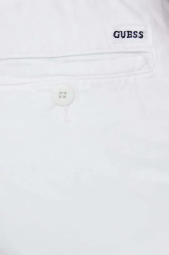 fehér Guess vászonkeverék rövidnadrág