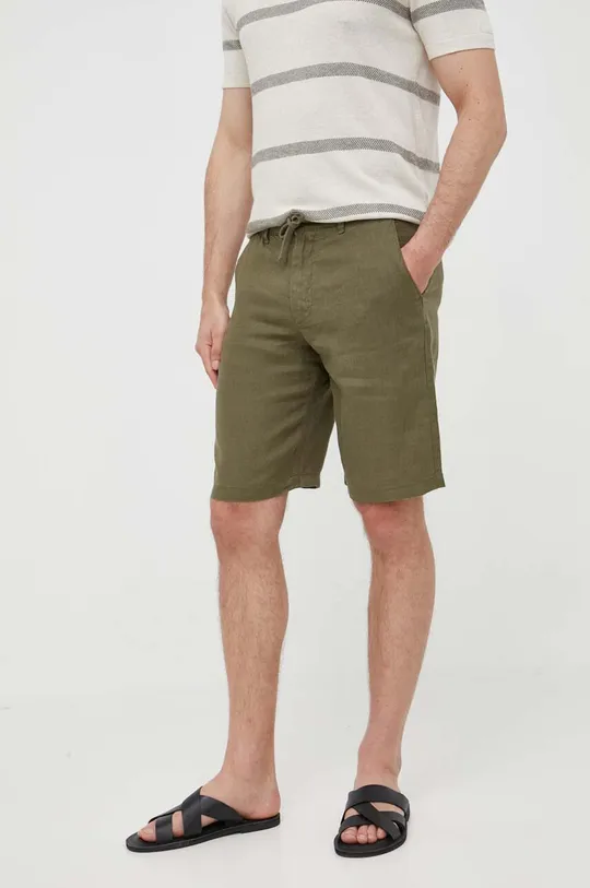 zelena Lanene kratke hlače United Colors of Benetton Muški
