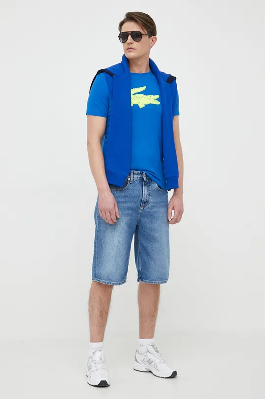 Rifľové krátke nohavice Calvin Klein Jeans modrá