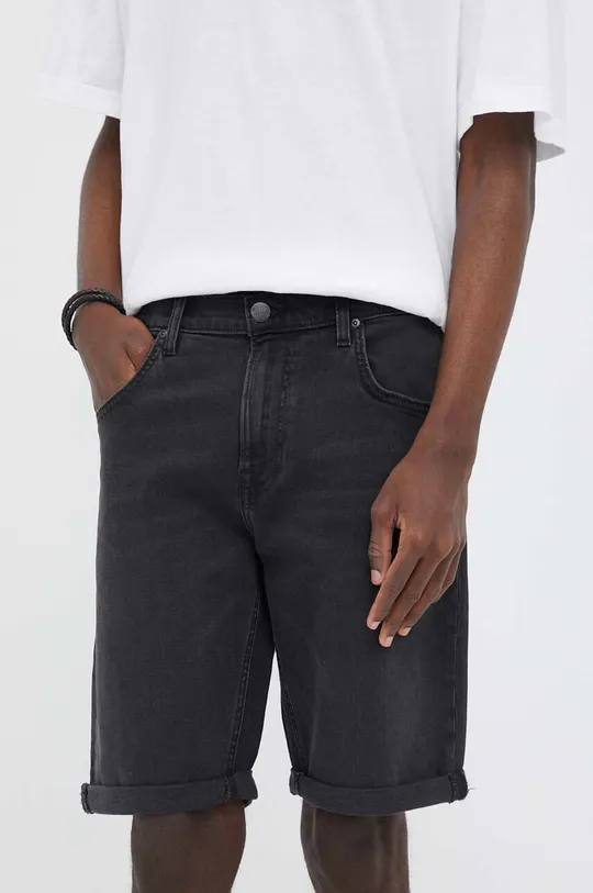 czarny Lee szorty jeansowe Męski