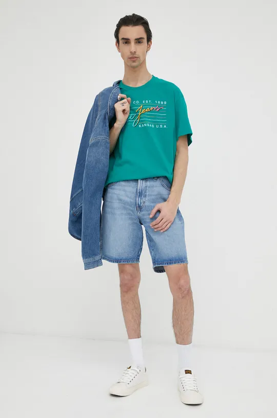 Rifľové krátke nohavice Wrangler modrá
